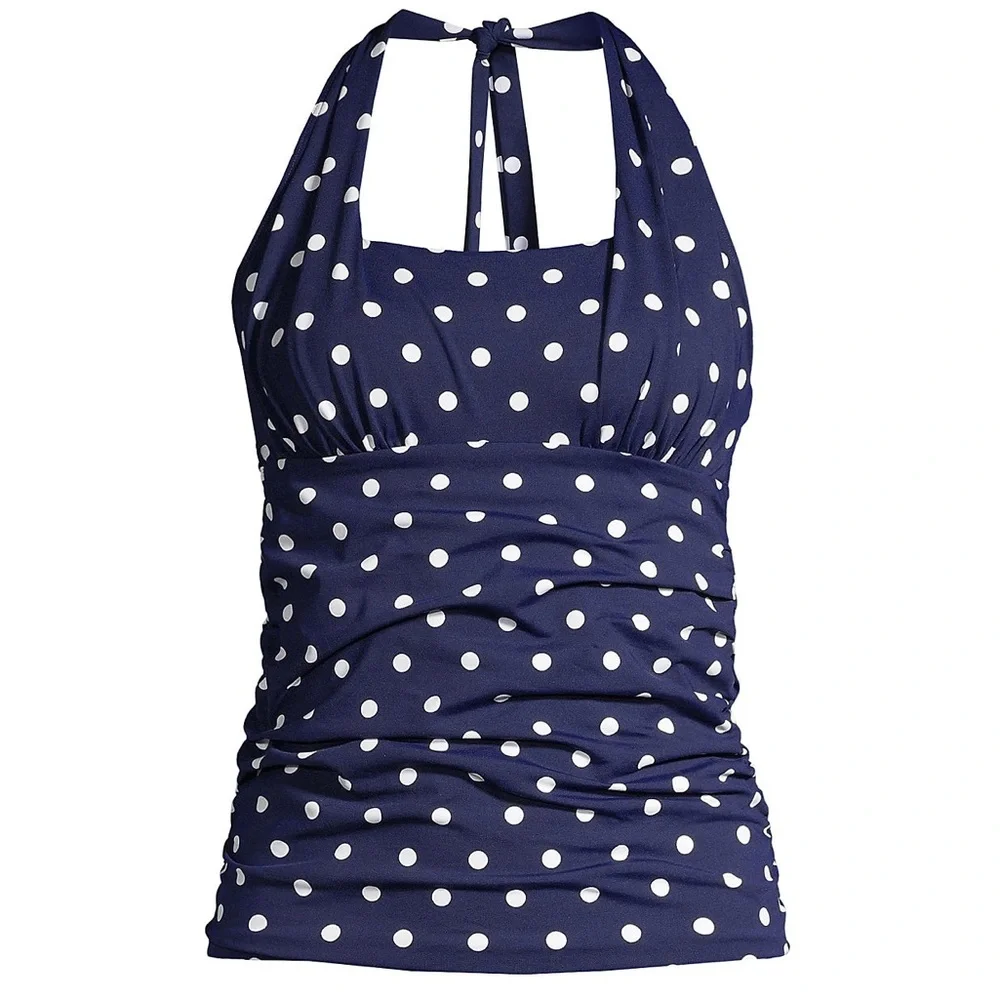 Lands end Halter tankini blue polka dot 2 piece - Picture 5 of 8